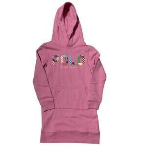 Ralph Lauren Polo Girls Pink Hooded Sweatshirt Dress Hoodie Patchwork Small